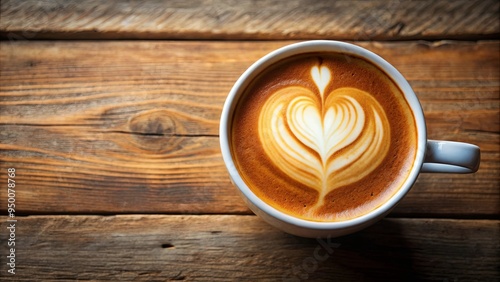 Coffee cup with heart-shaped latte art in a frothy milk