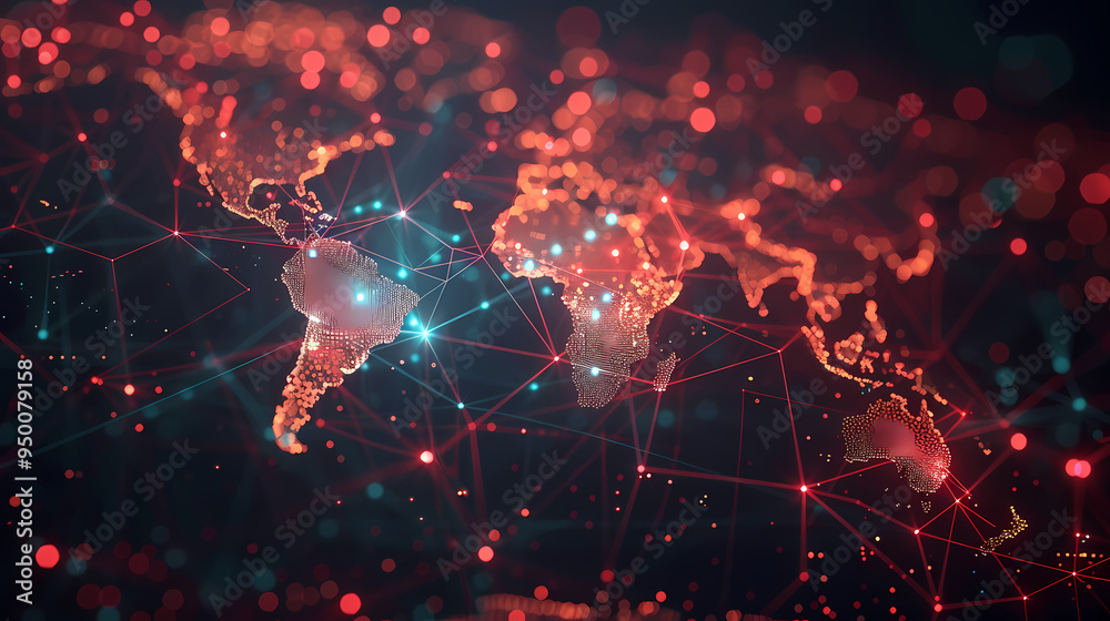 2d illustration world map abstract background.Global network connection. World map point and line composition concept of global business. 2d illustration world map abstract background.Global network connection. World map point and line composition concept of global business.