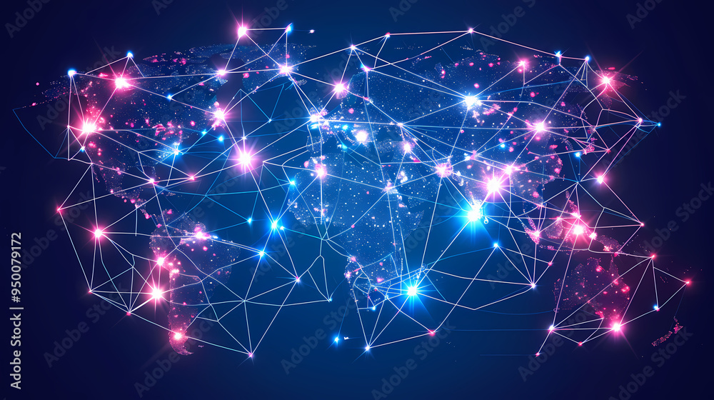 2d illustration world map abstract background.Global network connection. World map point and line composition concept of global business. 2d illustration world map abstract background.Global network connection. World map point and line composition concept of global business.
