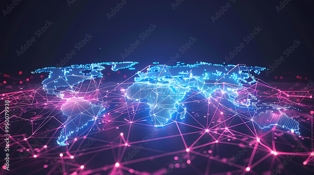 2d illustration world map abstract background.Global network connection. World map point and line composition concept of global business.