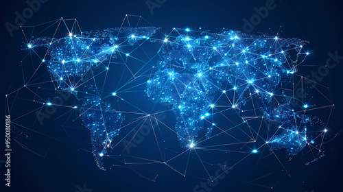 2d illustration world map abstract background.Global network connection. World map point and line composition concept of global business.