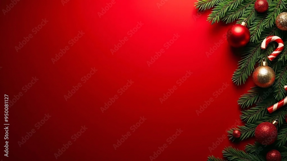 Christmas decor red background with place for text