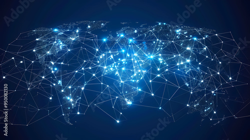 2d illustration world map abstract background.Global network connection. World map point and line composition concept of global business.