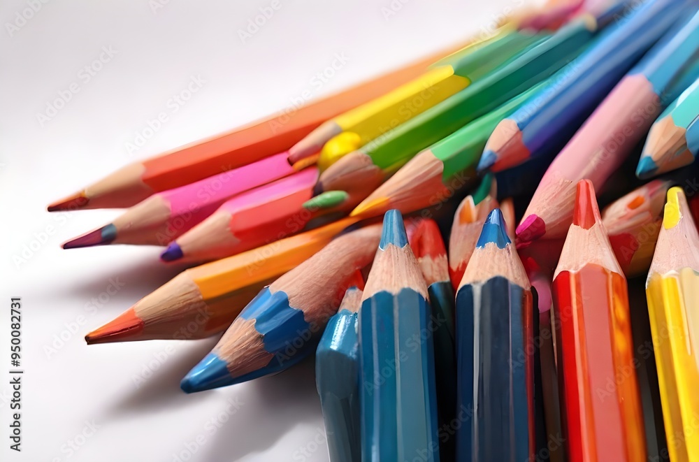 Fototapeta premium Colorful Pencils Arranged in Creative Cluster