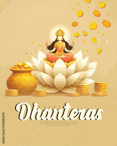 Happy Dhanteras with devi lakshmi social media post banner template photo