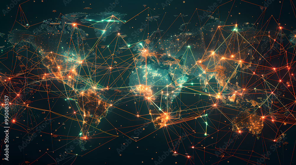 2d illustration world map abstract background.Global network connection. World map point and line composition concept of global business. 2d illustration world map abstract background.Global network connection. World map point and line composition concept of global business.