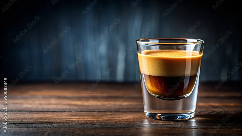 Close-up view of a vibrant espresso shot glass with rich crema Close-up view of a vibrant espresso shot glass with rich crema
