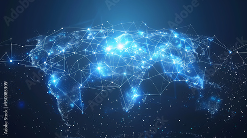 2d illustration world map abstract background.Global network connection. World map point and line composition concept of global business.
