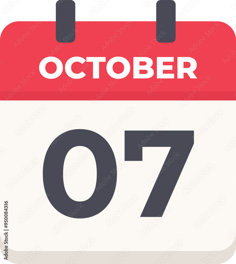 October 07 - Daily Calendar Icon in flat design style October 07 - Daily Calendar Icon in flat design style