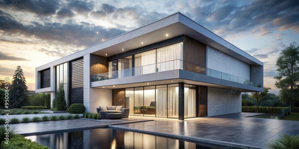 Fototapeta premium Sleek, modern, architectural lines and minimalistic composition on a stark, monochromatic background, with a focus on clean lines, simplicity, and sophistication.