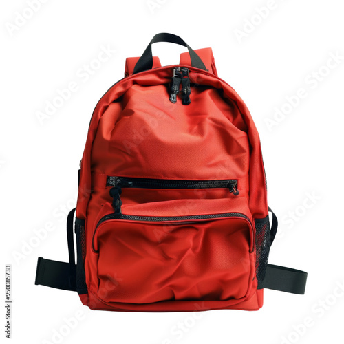 Backpack red isolated on transparent or white background