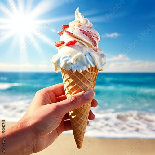 Ice Cream, Dessert, Sweet, Creamy, Cold, Frozen, Delicious, Summer, Treat, Vanilla, Chocolate, Strawberry, Sprinkles, photo