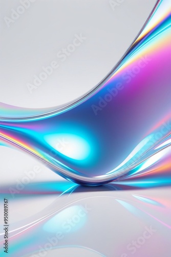 Abstract hologram waves on a bright background, vertical composition 