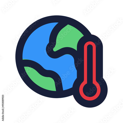 global warming flat line icon
