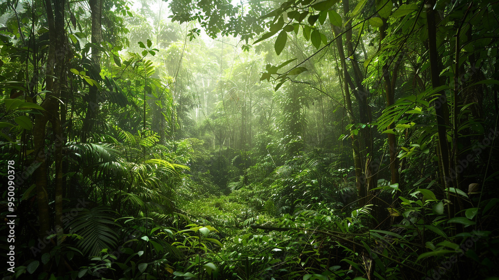 a dense forest with thick underbrush and a sense of untouched wilderness a dense forest with thick underbrush and a sense of untouched wilderness