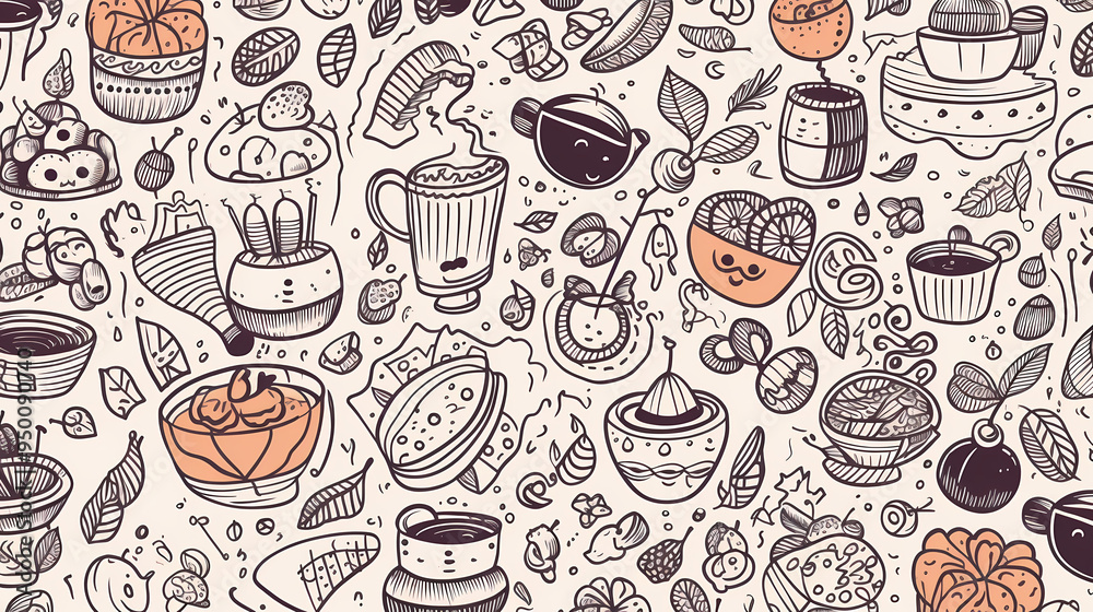 2d illustration An image of sweets and fruits as a background 2d illustration An image of sweets and fruits as a background