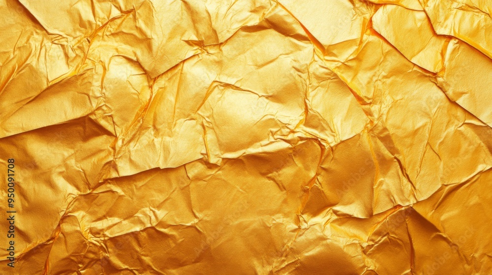 A gold colored paper with a rough texture. The paper is crumpled and torn, giving it a sense of wear and tear A gold colored paper with a rough texture. The paper is crumpled and torn, giving it a sense of wear and tear