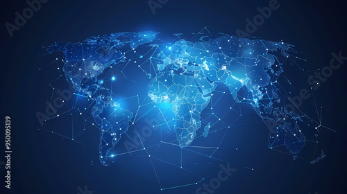 2d illustration world map abstract background.Global network connection. World map point and line composition concept of global business.