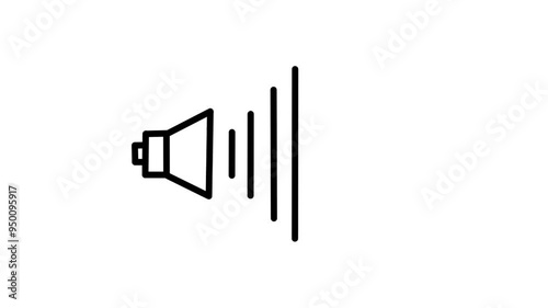 Red sound icon audio speech frequency speaker animation and black background. Volume waveform with sound wave animated.