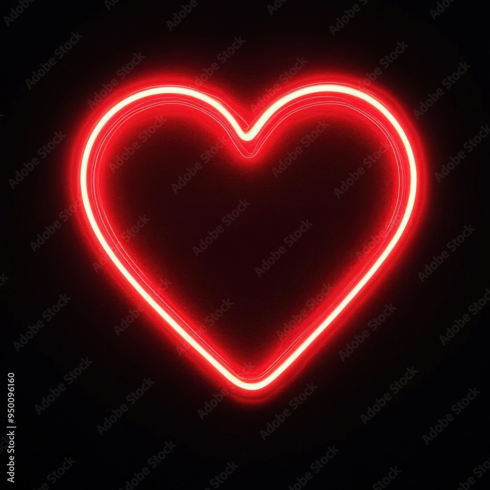 Glowing neon heart on a dark background
