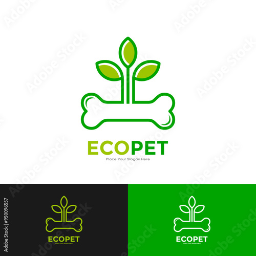 Eco pet with bone vector logo template. Suitable for business, nature, food and animal pet