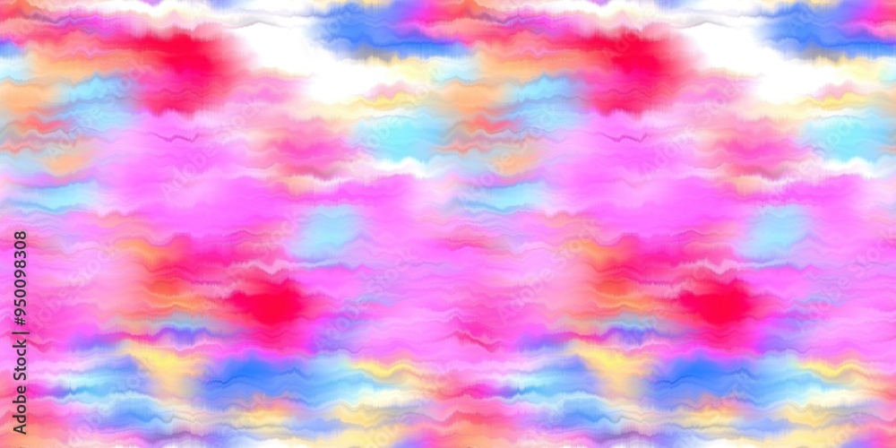 Fotografie Modern rainbow blur summer seamless border pattern for a funky hippy mood