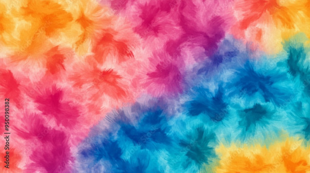 Fototapeta premium A colorful, abstract painting with a rainbow of colors. The painting is full of energy and life, with each color blending into the next seamlessly. The brushstrokes are bold and expressive