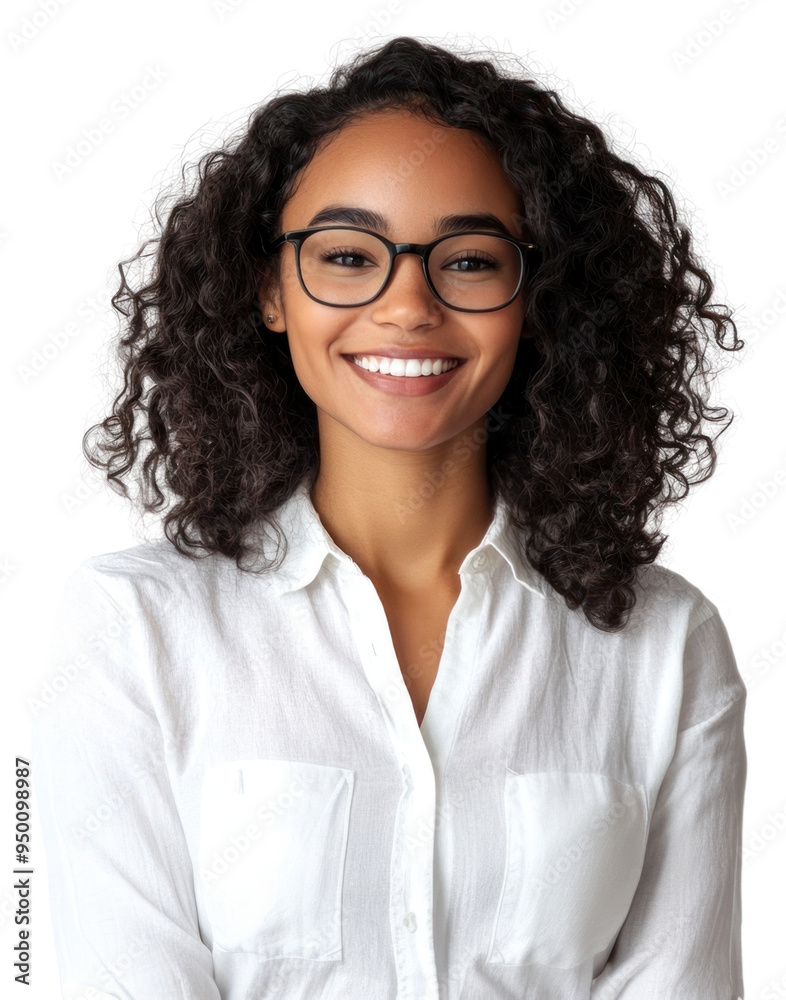 Obraz premium PNG Smiling woman with curly hair