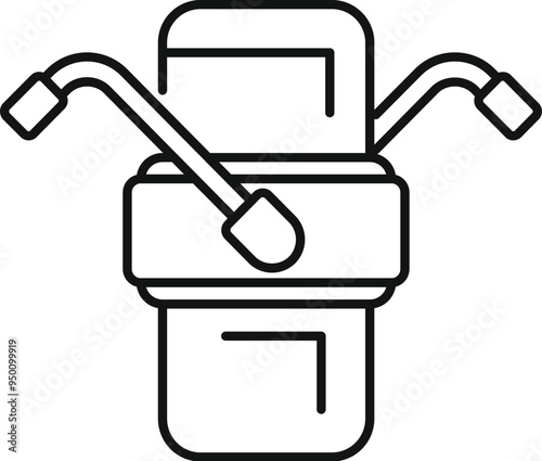 Simple line drawing of a motorcycle front, with handlebars and headlight, ideal for transportation or vehicle related designs