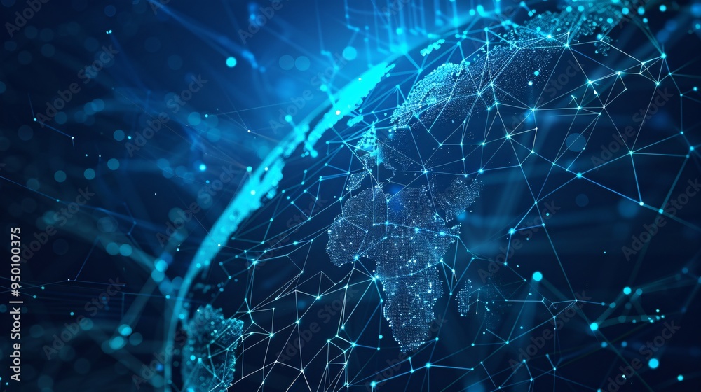 Global network connection over world map. Technology and communication concept. 3D Rendering. Global network connection over world map. Technology and communication concept. 3D Rendering.