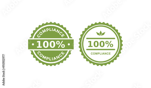 100% compliance badge logo. This is suitable for product label, manufacturing and information label.