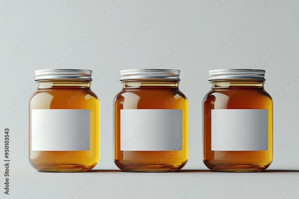 Modern Arrangement of Honey Jars with White Labels