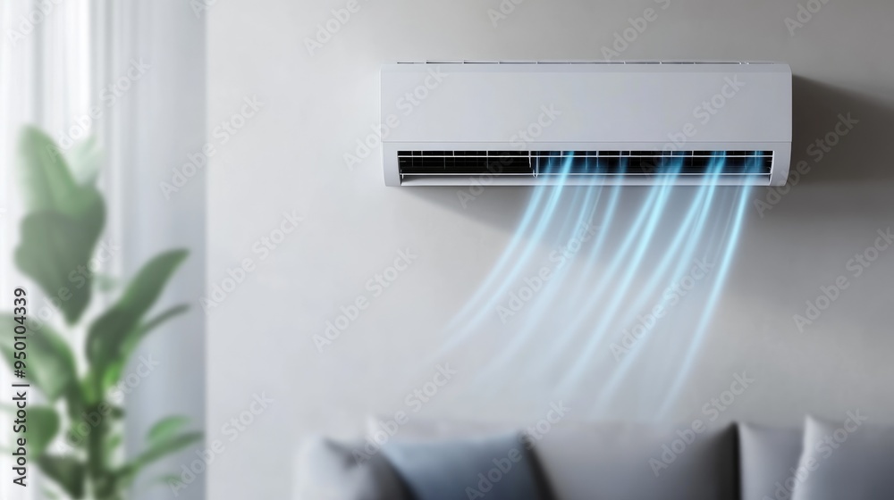 Modern Air Conditioner in Stylish Living Room