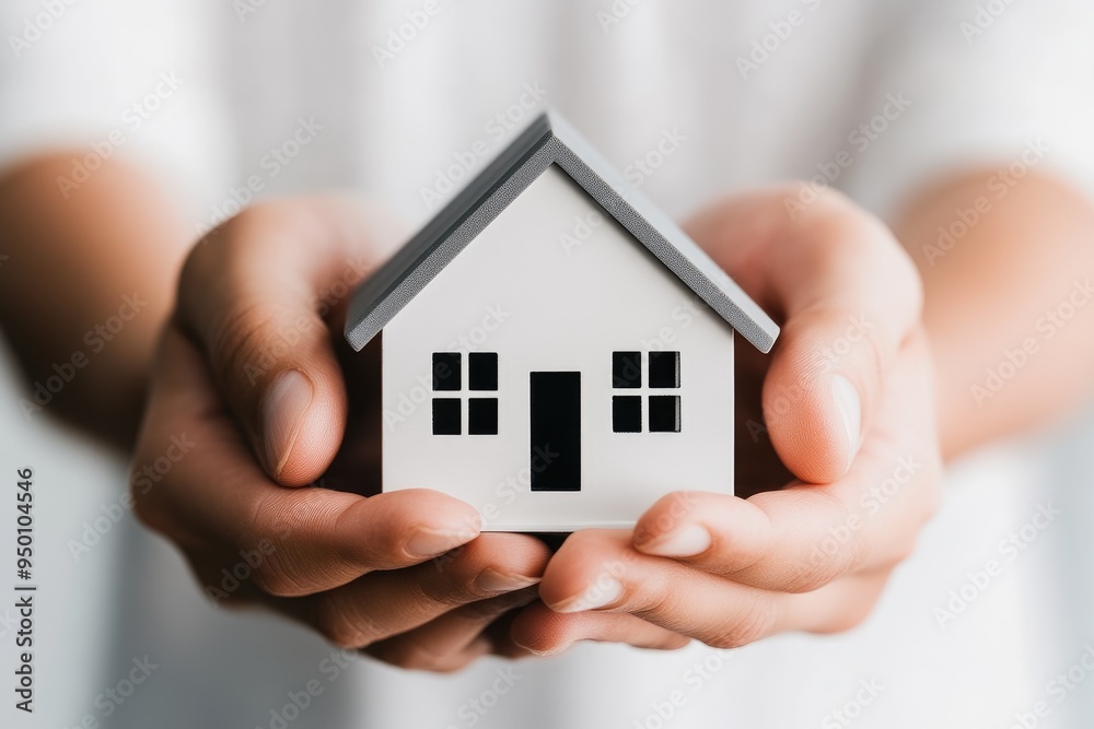 Warm and Reassuring Image of Hands Holding a House Model Warm and Reassuring Image of Hands Holding a House Model