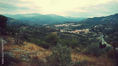 Bird's eye view of Spanish valley, Instagram effect photo