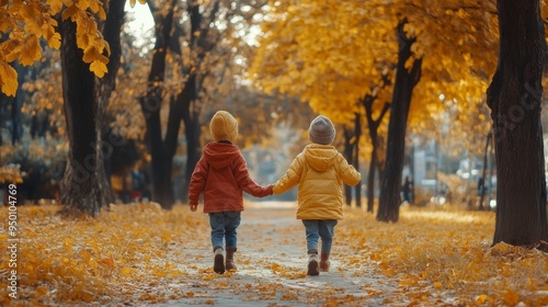 Autumn park stroll for kids