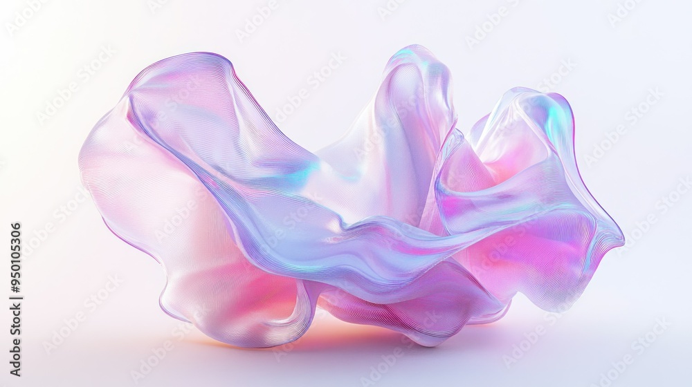 Abstract 3D Render of a Holographic, Shimmering, and Textured Form Abstract 3D Render of a Holographic, Shimmering, and Textured Form