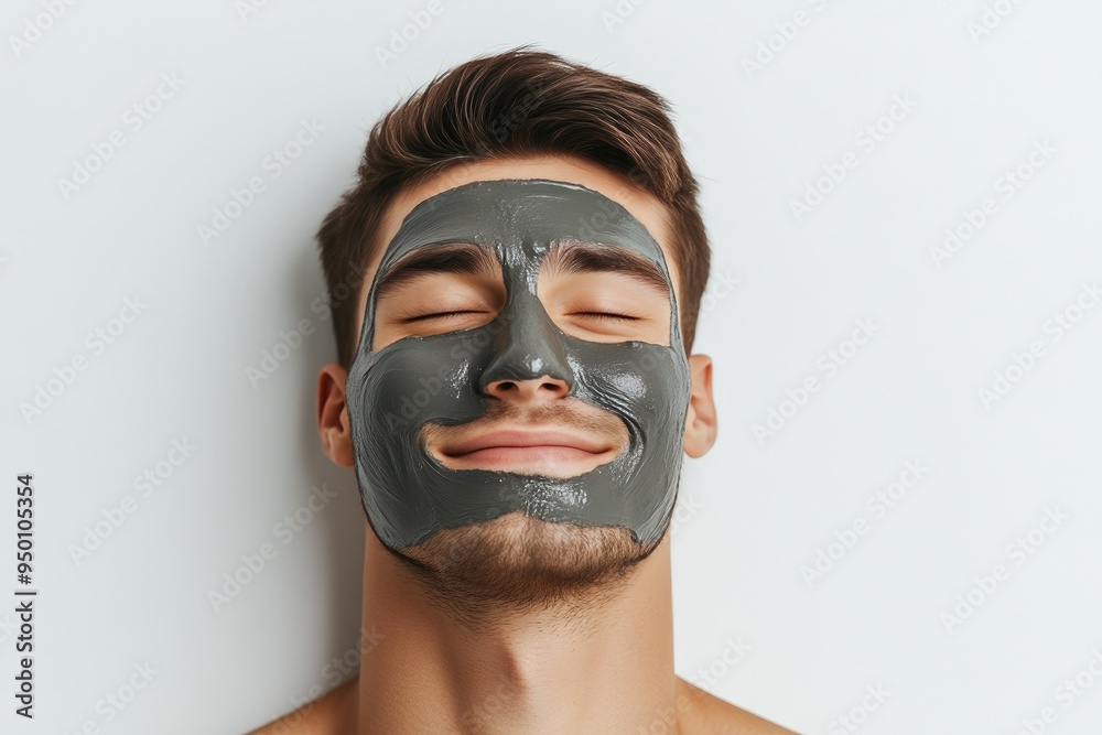 Close-Up of Man with Facial Clay Mask Close-Up of Man with Facial Clay Mask