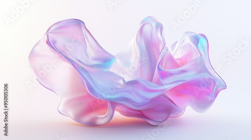 Abstract 3D Render of a Holographic, Shimmering, and Textured Form