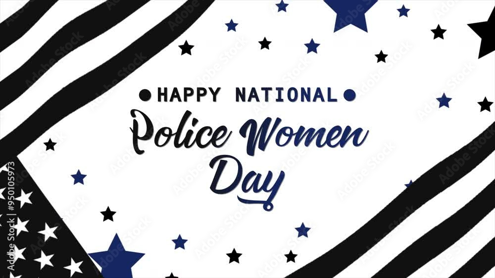 National Police Woman Day Text Animation with waving flag background. Celebrate National Police Woman Day on 12th September. Great for celebrating National Police Woman Day. National Police Woman Day Text Animation with waving flag background. Celebrate National Police Woman Day on 12th September. Great for celebrating National Police Woman Day.