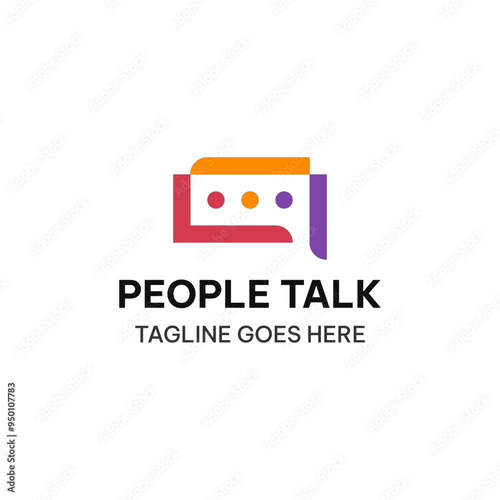 People talk logo template in simple style. Diverse people with chat bubble shape vector illustration People talk logo template in simple style. Diverse people with chat bubble shape vector illustration