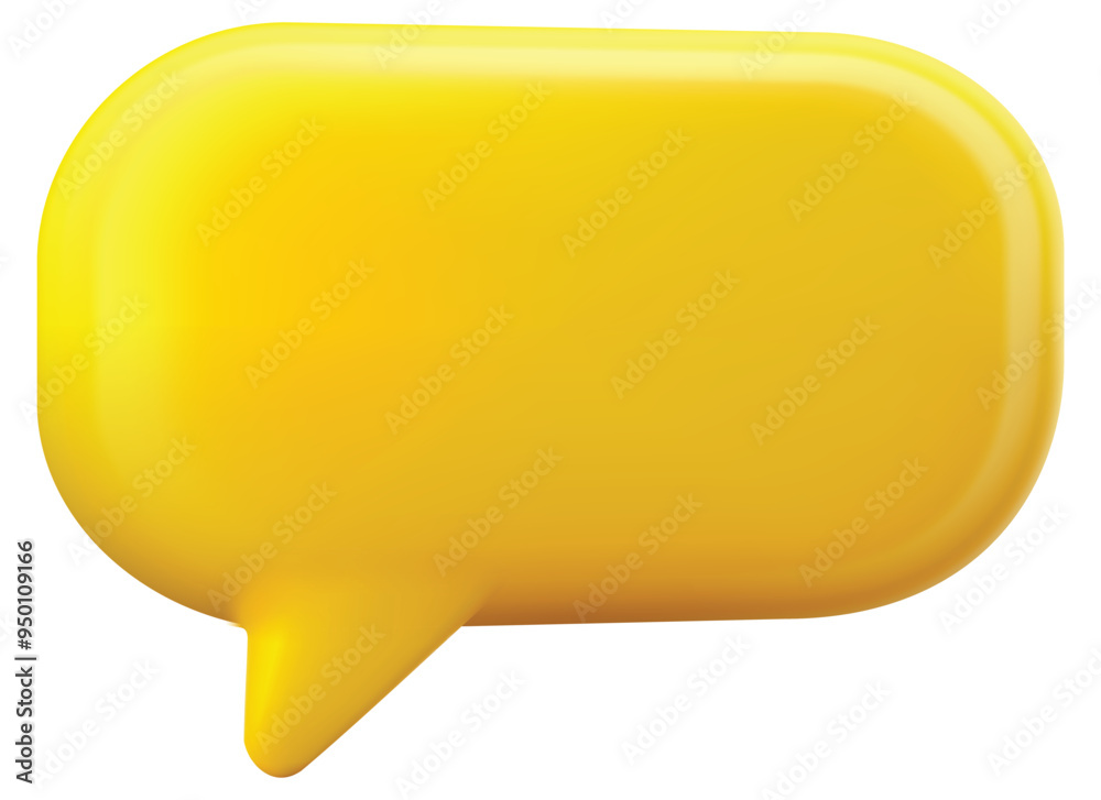 Isolated yellow rounded square speech bubble chat, vector conversation icon