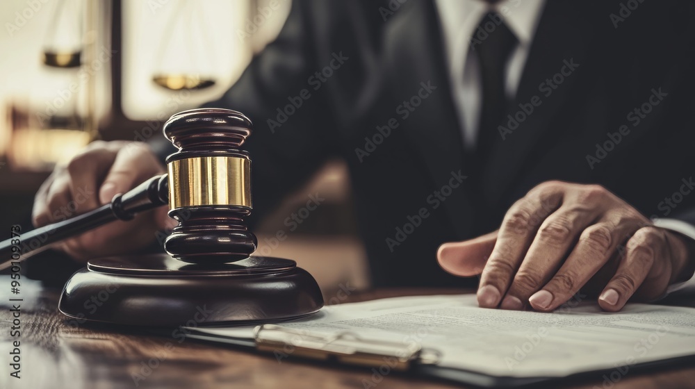 Legal concept image with gavel, lawyers, and businessman. Legal concept image with gavel, lawyers, and businessman.