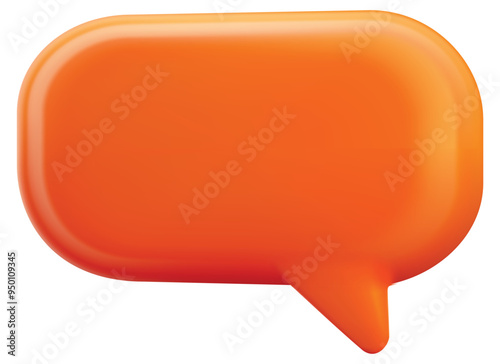 Isolated orange rounded square speech bubble chat, vector conversation icon