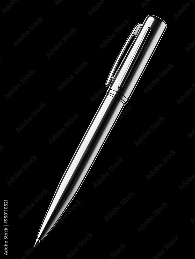 Elegant Metallic Chrome Ballpoint Pen with Smooth Satin Finish and Minimal Modern Design Elegant Metallic Chrome Ballpoint Pen with Smooth Satin Finish and Minimal Modern Design