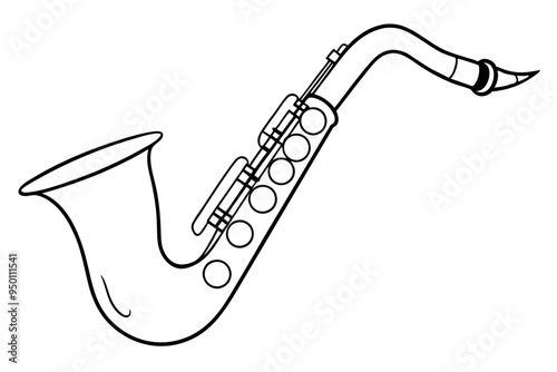 Saxophone vector line art illustration