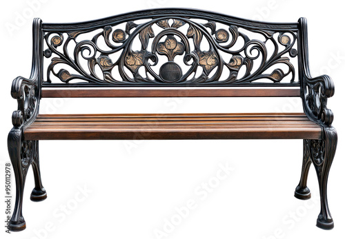 PNG Elegant wrought iron garden bench