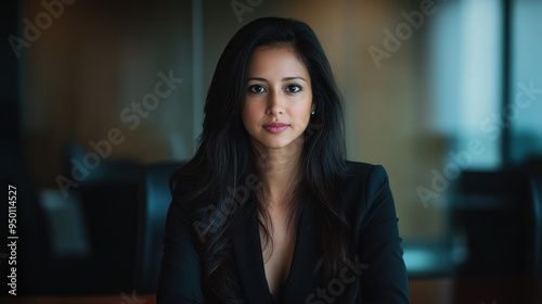 Portrait of a Confident Young Woman in a Black Blazer