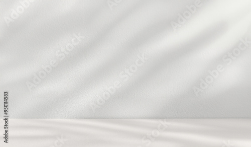 Empty Cement Wall Studio with Shadow Light Overlay and Reflective Floor - Ideal for Product Display and Text Presentation