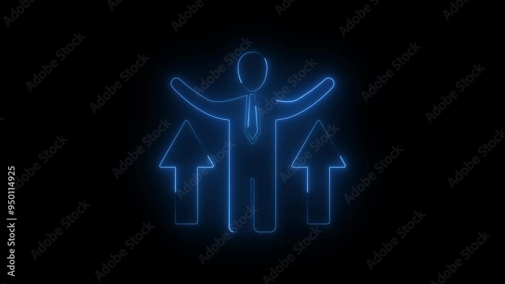 Glowing Neon Gear, Team, and Growth Chart Animation, Futuristic Business and Productivity Concept Glowing Neon Gear, Team, and Growth Chart Animation, Futuristic Business and Productivity Concept